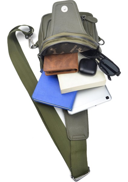 Haki Lüks Ayarlanabilir Çapraz Askılı Omuz Çantası Çapraz Çanta