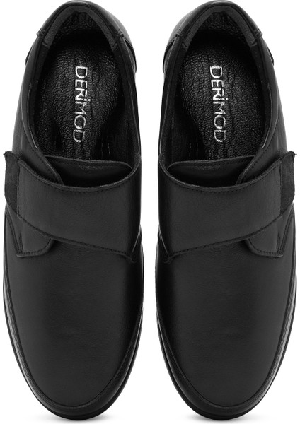 Kadın Siyah Kalın Tabanlı Deri Comfort Ayakkabı 25AFD500218