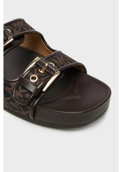 Logo Baskılı Çift Bantlı Kemerli Terlik 40T5BYFS1D200 Bayan Terlik 40T5BYFS1D 200