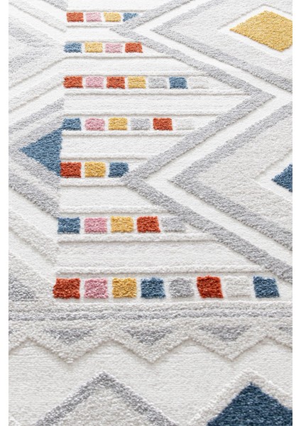 Romanya Beyaz Modern Dokuma Halı Yumuşak Oturma Renkli Halı Odası Salon Çocuk Odası Mutfak Halısı F0356 200 x 290 cm