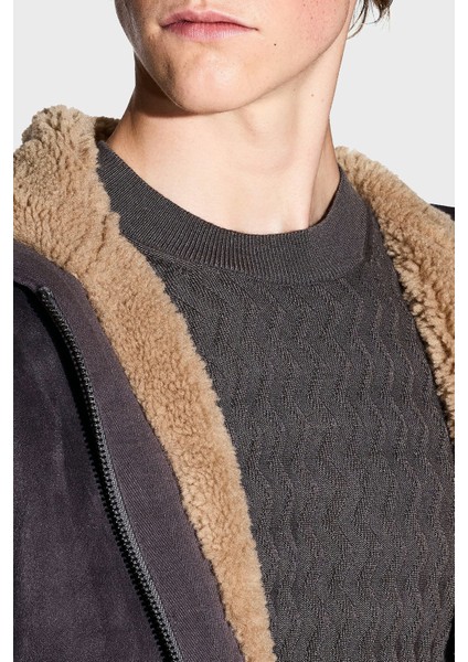 Yün Karışımlı Regular Fit Bisiklet Yaka Dalgalı Dokuma Kazak Erkek Kazak XM001560 AF11982 F8034 fırsatları