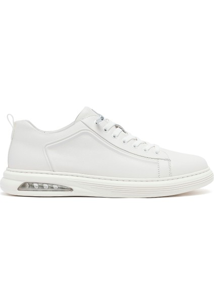Erkek Beyaz Bağcıklı Deri Sneaker 25WFD692418