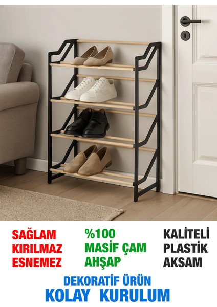 Na-01 Ahşap Ayakkabılık Kaliteli Masif Çam Çubuk Ahşap