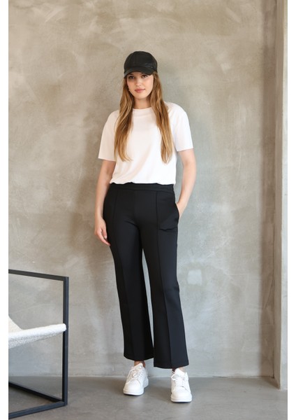 Kadın Düz Kesim Nervürlü Straight Scuba Cepli Lastikli Pantolon fiyatları