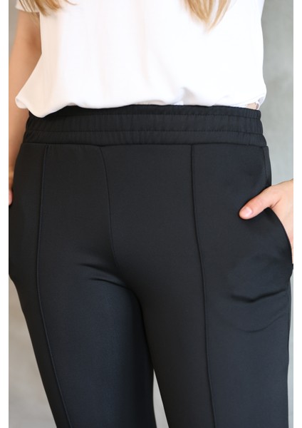 Kadın Düz Kesim Nervürlü Straight Scuba Cepli Lastikli Pantolon fırsatları
