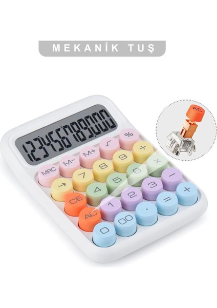 Renkli 12 Hane Mekanik Hesap Makinası, Büyük Ekran, 4 Fonksiyon, Ev ve Ofis Kullanımı modelleri