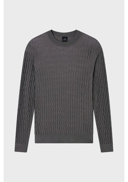 Yün Karışımlı Regular Fit Bisiklet Yaka Dalgalı Dokuma Kazak Erkek Kazak XM001560 AF11982 F8034 indirimleri