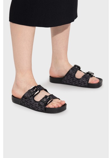 Logo Baskılı Çift Bantlı Kemerli Terlik 40T5BYFS1D001 Bayan Terlik 40T5BYFS1D 001 fiyatları