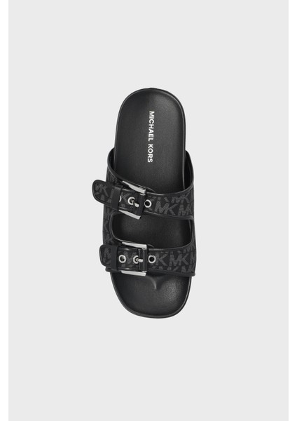 Logo Baskılı Çift Bantlı Kemerli Terlik 40T5BYFS1D001 Bayan Terlik 40T5BYFS1D 001 indirimleri