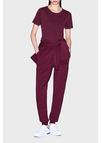 Taşlı Logolu Pamuklu Slim Fit Bisiklet Yaka T Shirt Bayan T Shirt XW001459 AF10356 UA343 fiyatları