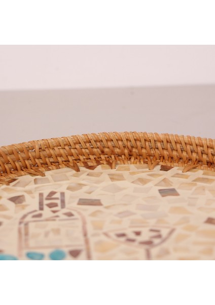 Mylamp Anita 30 X3 cm Sedefli Rattan Tepsi & Duvar Dekoru indirimleri