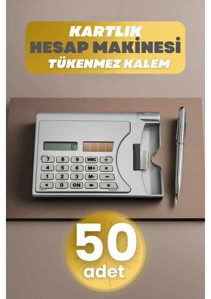 50 Adet Taşınabilir Güneş Enerjili Hesap Makinesi ve Çanta Seti