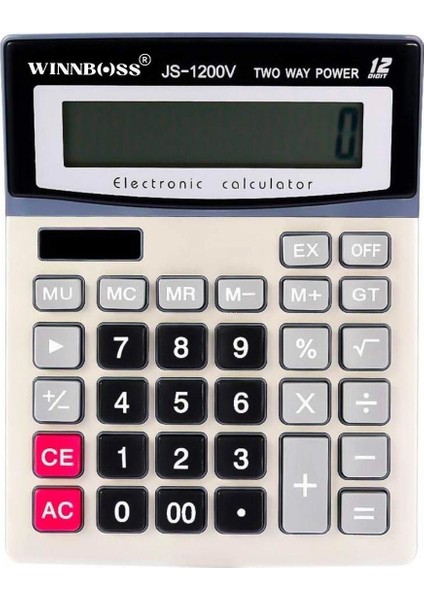 Büyük LCD Ekranlı, Pilli, 12 Haneli Hesap Makinesi, Kolay Kullanım