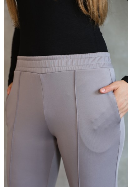 Kadın Düz Kesim Nervürlü Straight Scuba Cepli Lastikli Pantolon fırsatları
