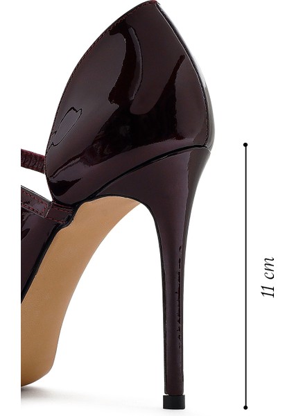 Kadın Bordo Tokalı Yüksek Ince Topuklu Rugan Deri Ayakkabı 25AFD121216 fiyatları