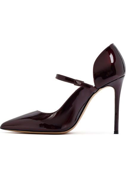 Kadın Bordo Tokalı Yüksek Ince Topuklu Rugan Deri Ayakkabı 25AFD121216 fırsatları
