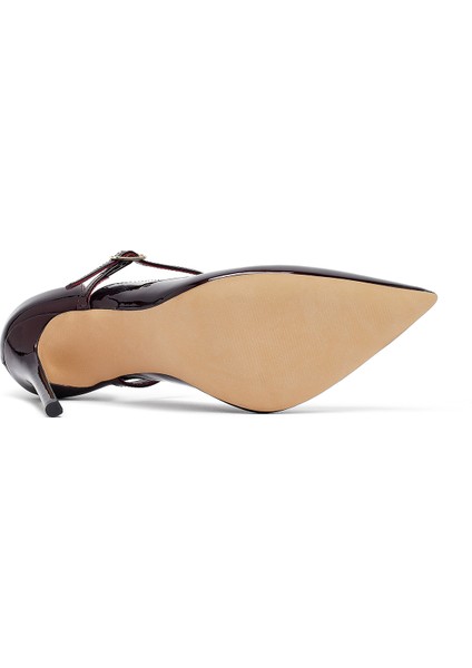 Kadın Bordo Tokalı Yüksek Ince Topuklu Rugan Deri Ayakkabı 25AFD121216 indirimleri