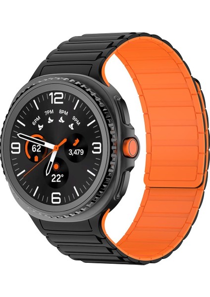 Samsung Galaxy Watch 8 Classic 46 mm Magnetik Silikon Kordon Baklalı Desenli Mıknatıslı Kayış
