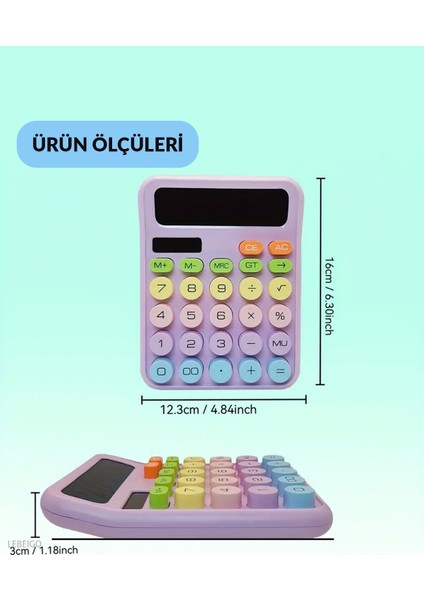 Renkli 12 Haneli Taşınabilir Hesap Makinesi Güneş ve Pil ile Enerjili fiyatları