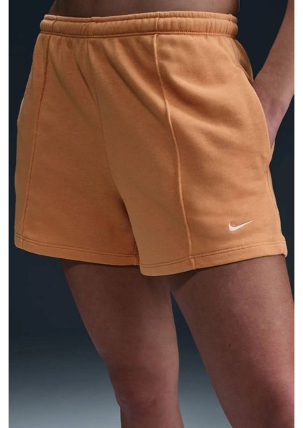Sportswear Chill Terry Mid Rise 4" French Terry Slim Fit Short Kadın 10 cm Pamuklu Şort Turuncu
