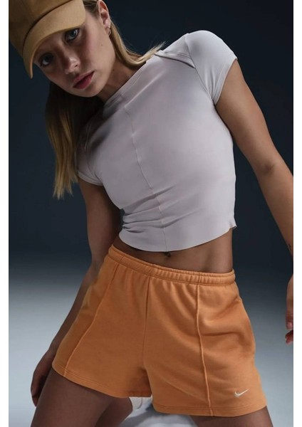 Sportswear Chill Terry Mid Rise 4" French Terry Slim Fit Short Kadın 10 cm Pamuklu Şort Turuncu modelleri