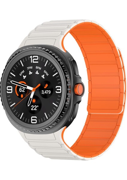 Samsung Galaxy Watch 8 Classic 46 mm Magnetik Silikon Kordon Baklalı Desenli Mıknatıslı Kayış