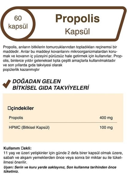 Propolis Ekstraklı 500 mg 60 Kapsül modelleri