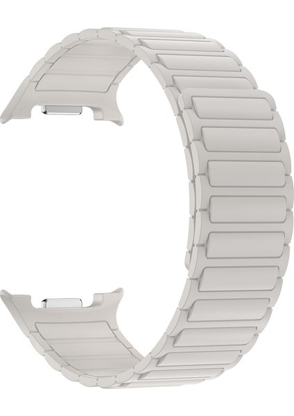 Samsung Galaxy Watch 8 40 / 44 mm Magnetik Silikon Kordon Baklalı Desenli Mıknatıslı Kayış