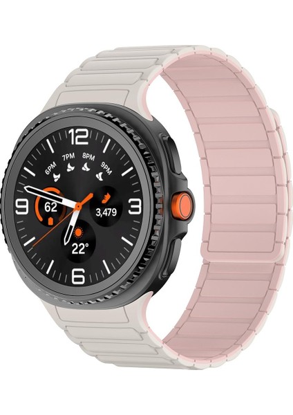 Samsung Galaxy Watch 8 Classic 46 mm Magnetik Silikon Kordon Baklalı Desenli Mıknatıslı Kayış
