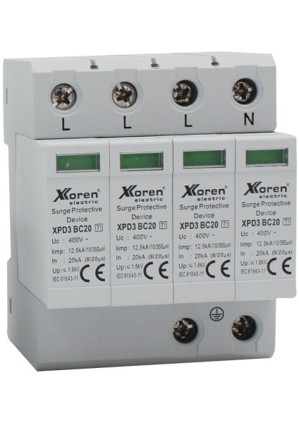 4 Kutuplu B ve C Sınıfı 400V Ac Parafudr Sayaç Öncesi