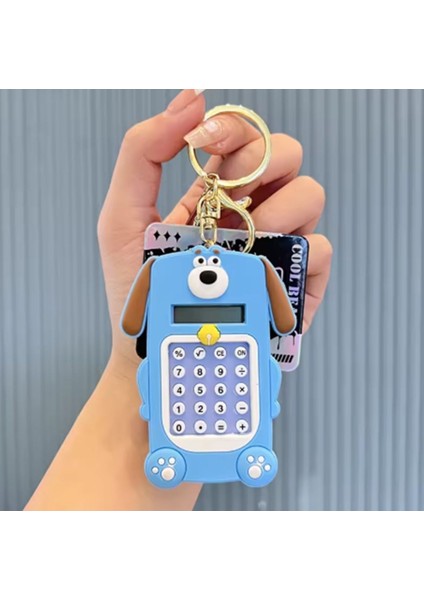 Sevimli Köpek Temalı Çocuk Hesap Makinesi ve Anahtarlık Seti