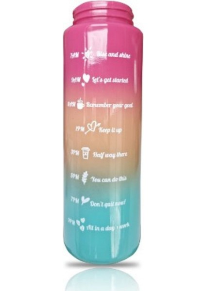 550CC Cam Motivasyon Matarası Koyu Pembe Kapaklı Kulplu Renkli Hedef Göstergeli Suluk modelleri