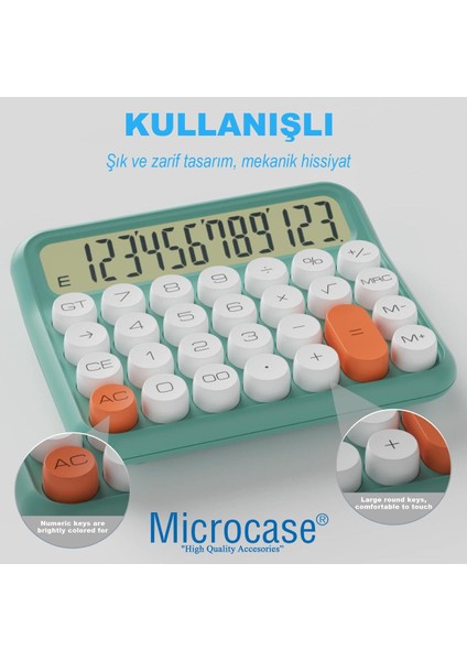 Renkli LCD Ekranlı 27 Tuş Mekanik Klavye Görünümlü Hesap Makinesi Yeşil fırsatları