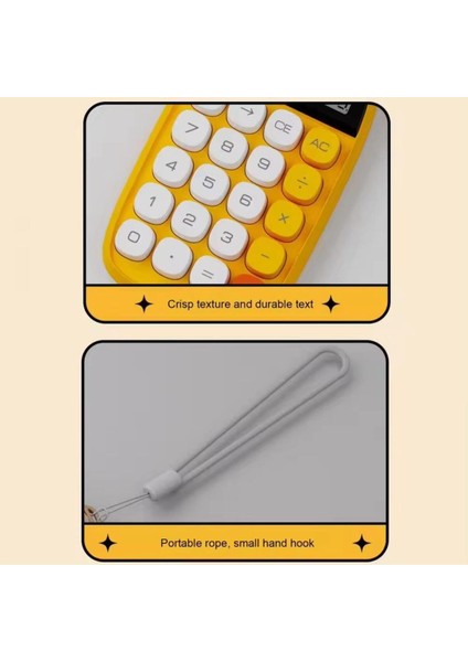 Renkli Yuvarlak Tuşlu Mini Vintage Ofis Hesap Makinası 10 Haneli