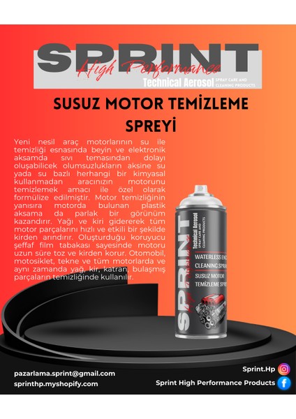 Sprınt Hıgh Performance Susuz Motor Temizleme Spreyi 500ML Sprint Hp