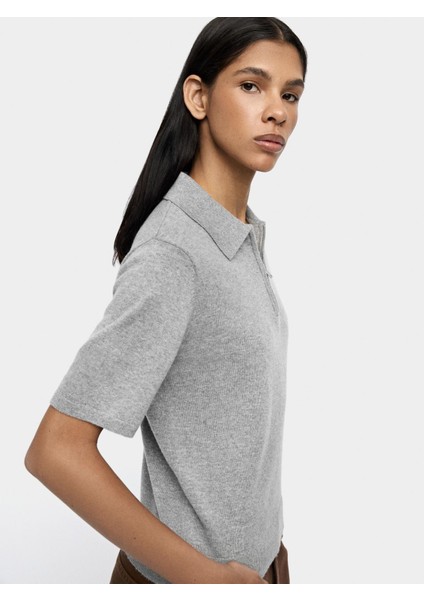 Polo Yaka Yün Karışımlı T-Shirt modelleri