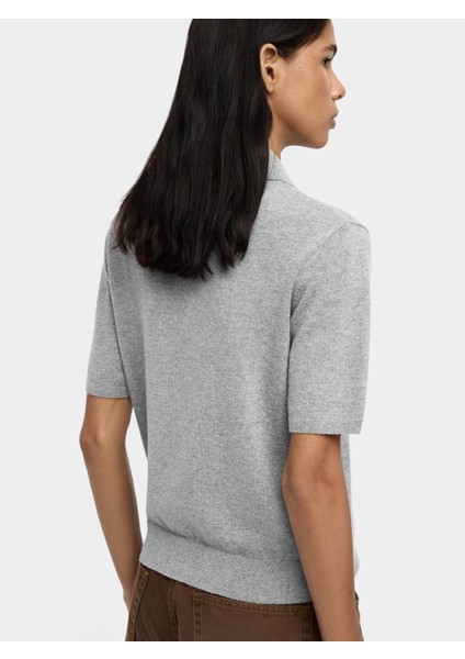 Polo Yaka Yün Karışımlı T-Shirt fırsatları