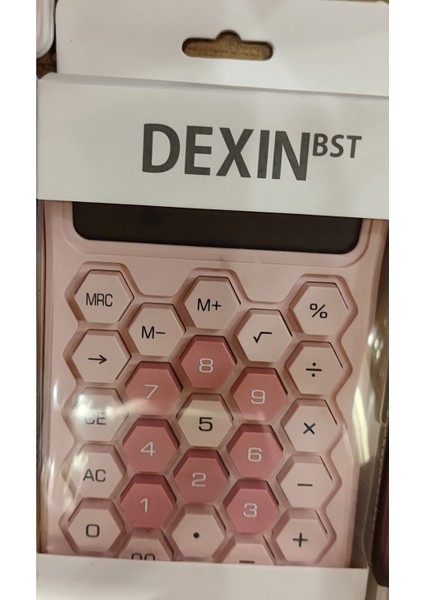 Renkli Orta Boy Petek Model Hesap Makinesi, Açık Pembe, 1 Adet