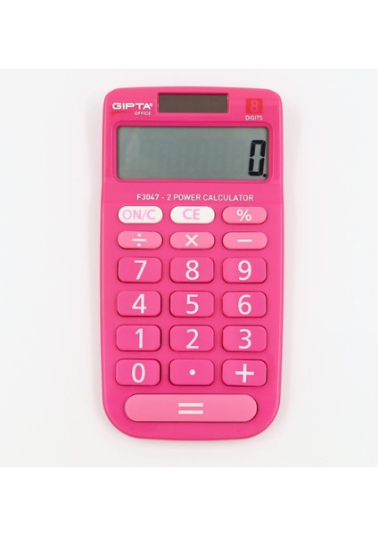 Pembe Renkli 8 Haneli Hesap Makinesi, 13.5x7 Cm, Şık ve Pratik Tasarım