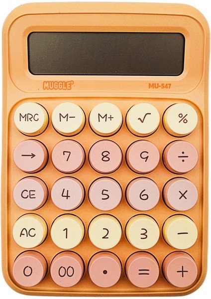 12 Haneli Pilli Masaüstü Hesap Makinesi Altın Renkli