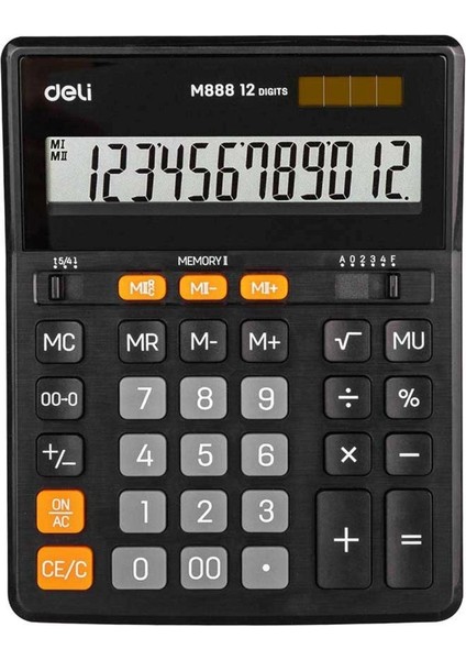 Çift Hafızalı 12 Haneli Siyah Hesap Makinesi M888, Pratik ve Çift Fonksiyonlu Kullanım