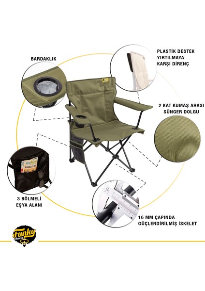 Şemsiyeli V2 Lüks Kamp Sandalyesi