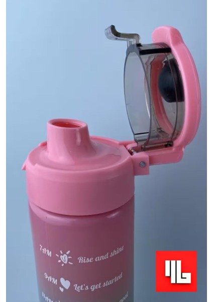 550CC Cam Motivasyon Matarası Pembe Kapaklı Kulplu Renkli Hedef Göstergeli Suluk fiyatları