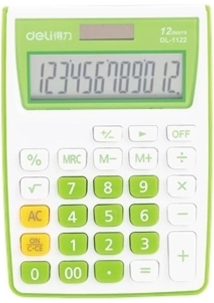 12 Haneli Yeşil Hesap Makinesi, Pratik ve Kullanışlı Elektronik Alet