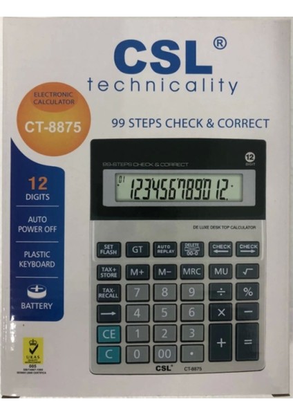 12 Haneli Metal Yüzeyli Hesap Makinesi CT-8875