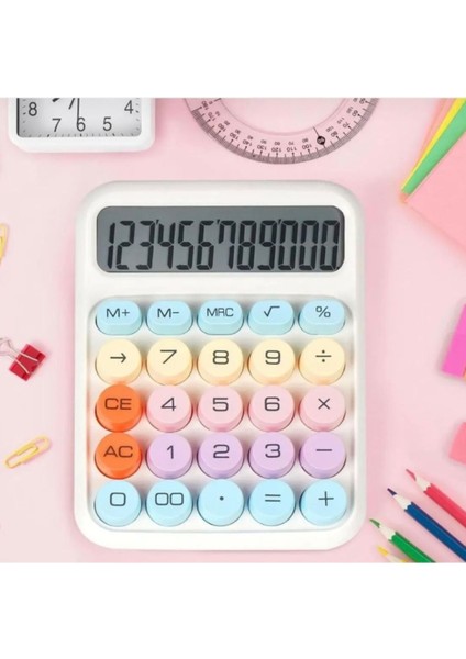 Renkli Düğmeli 12 Haneli 4 Fonksiyonlu Geniş LCD Hesap Makinesi
