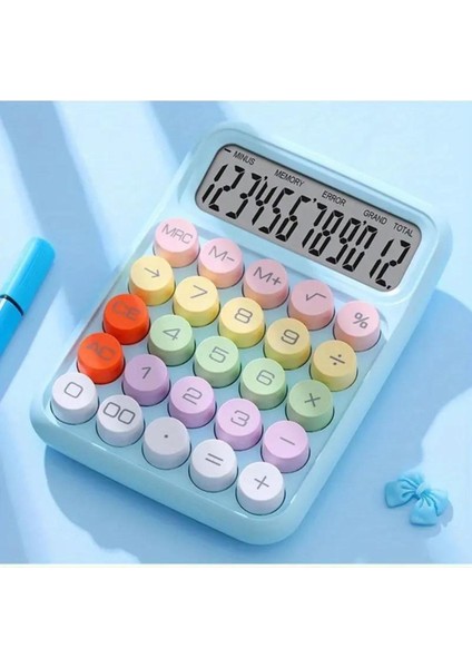 Renkli 12 Haneli Büyük Ekranlı 4 Fonksiyonlu Mekanik Hesap Makinası modelleri