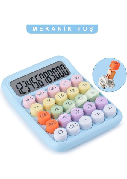 Renkli 12 Haneli Büyük Ekranlı 4 Fonksiyonlu Mekanik Hesap Makinası fırsatları