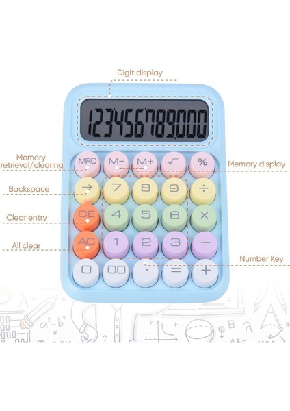 Renkli 12 Haneli Büyük Ekranlı 4 Fonksiyonlu Mekanik Hesap Makinası