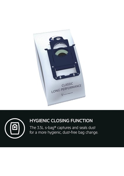 S-Bag Classic Performance Elektrikli Süpürge Toz Torbası %50 Daha Uzun Ömürlü GR201S